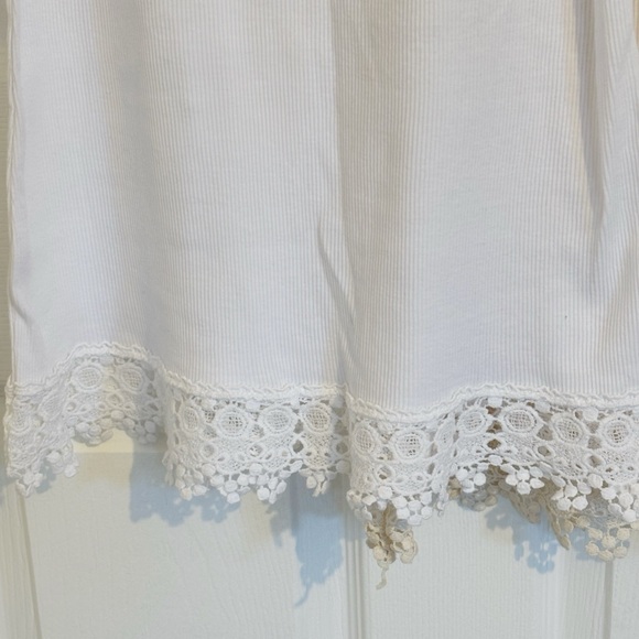 No Boundaries Lace Trim Tank Tops - White and Cream - Picture 7 of 11
